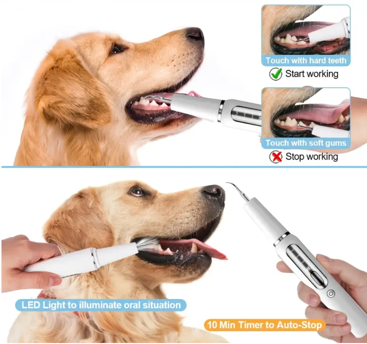 Ultrasonic Pet Toothbrush - 3 Cleaning Modes with LED Light