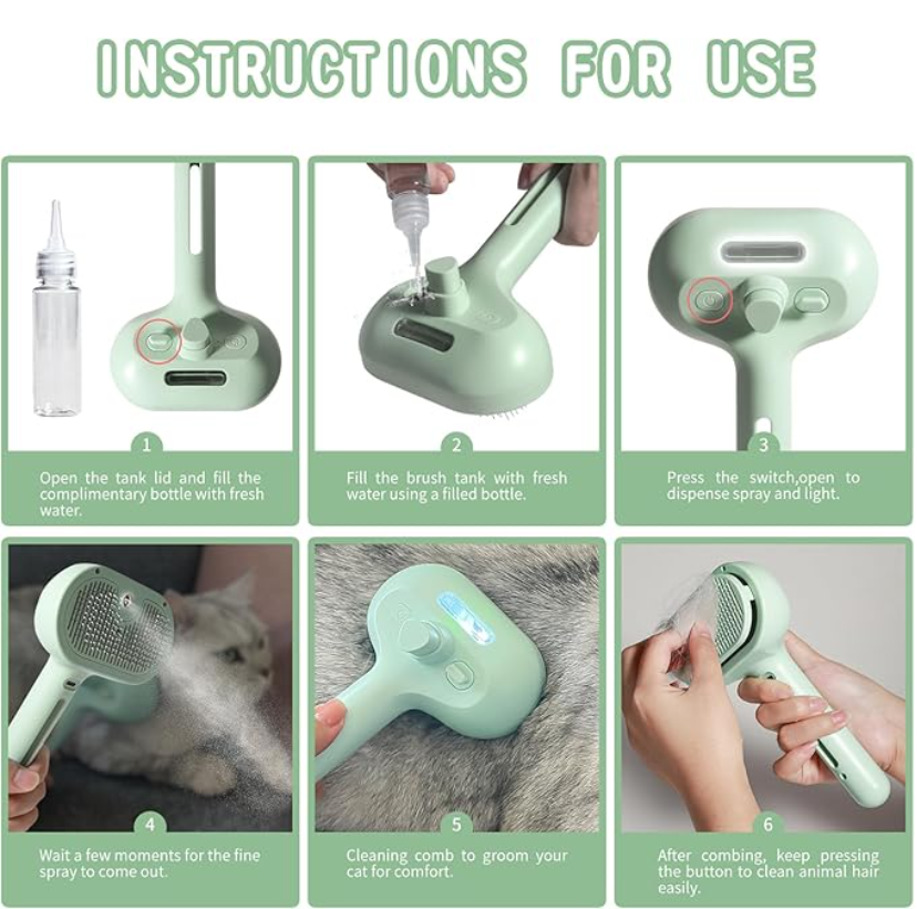 2-in-1 Spray Pet Grooming Brush - Shedding & Massage Tool
