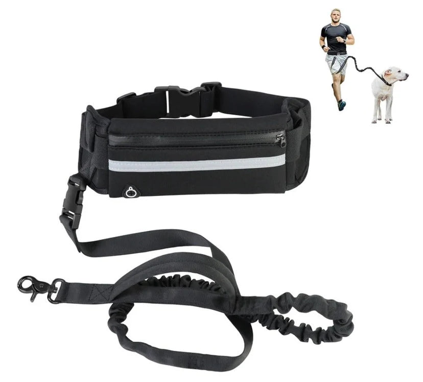 Hands-Free Dog Leash for Running & Walking - Adjustable Waist Belt