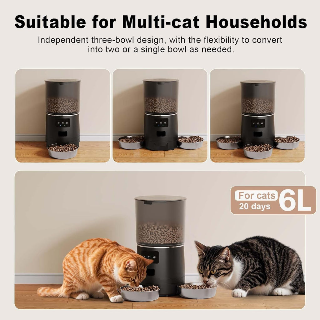 Smart WiFi Automatic Pet Feeder - 6L with App Control & Voice