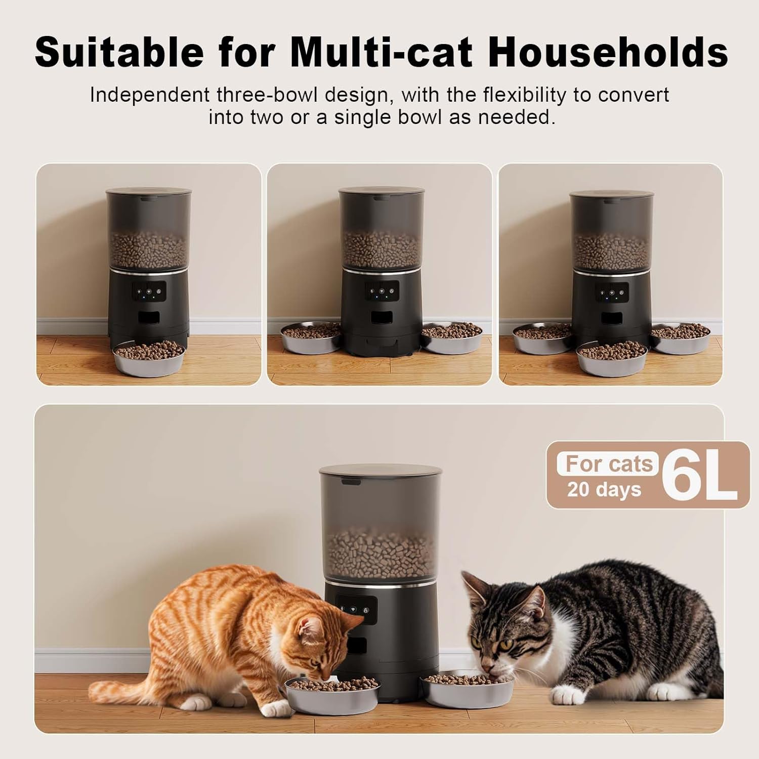 Smart WiFi Automatic Pet Feeder - 6L with App Control & Voice