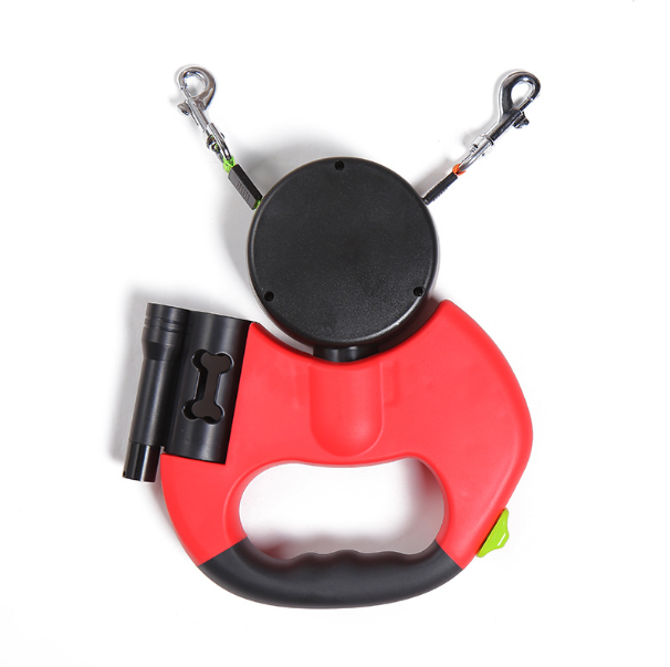 Dual Retractable Dog Leash with LED Light - 3M Tangle-Free