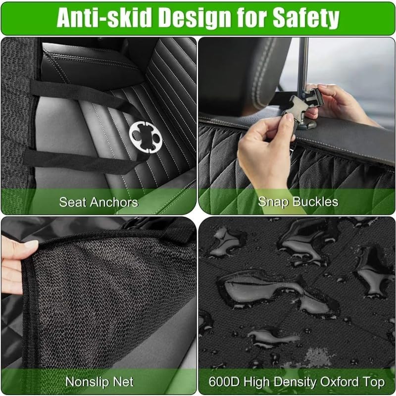 Waterproof Pet Car Seat Cover - 8-Point Safety System