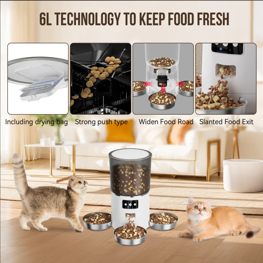 Smart WiFi Automatic Pet Feeder - 6L with App Control & Voice